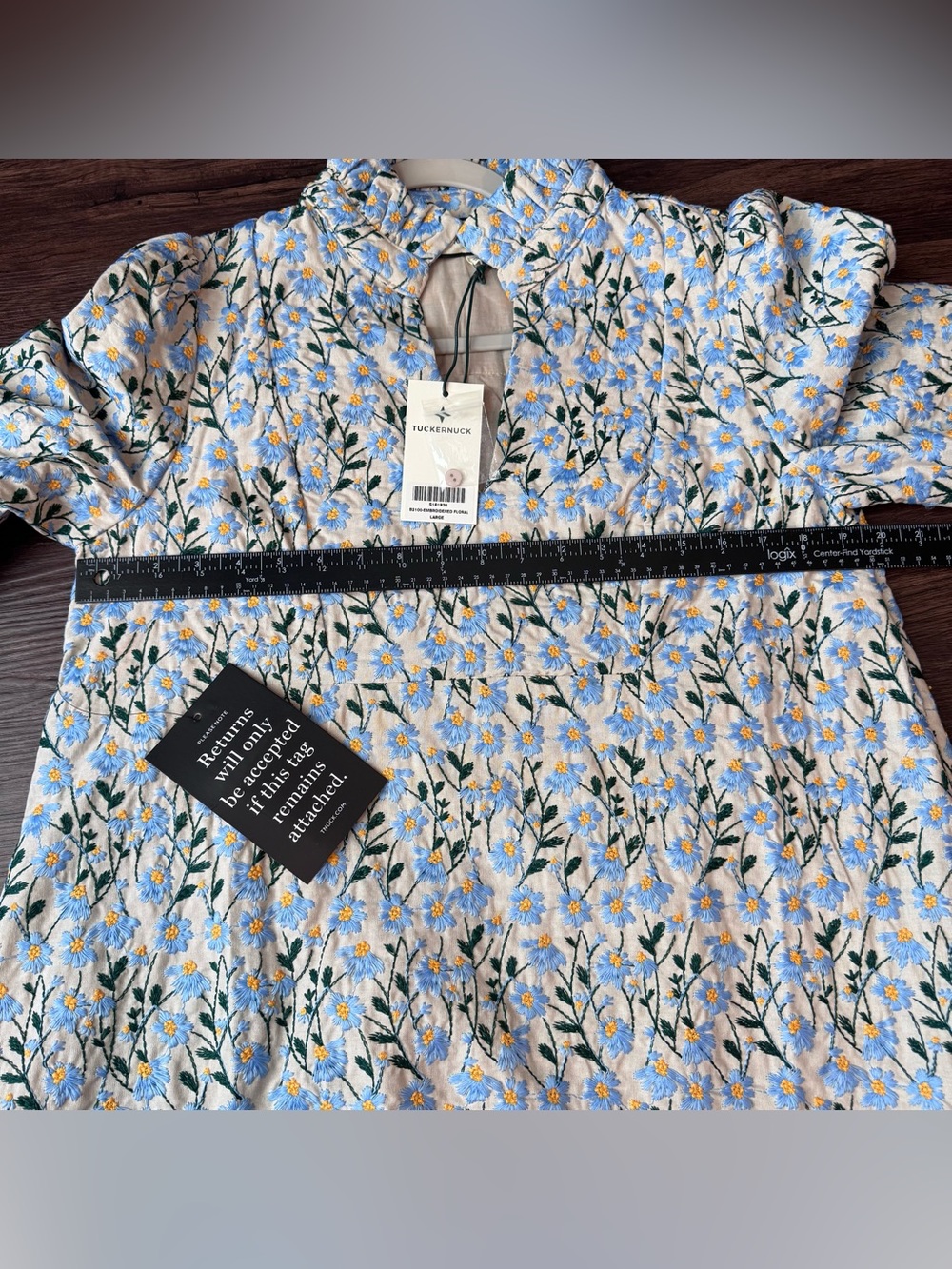 TUCKERNUCK Dress Blue Daisy Embroidered Palmerston Size Large NWT Pockets Lined - Picture 8 of 16